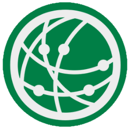 An icon representing a connected globe